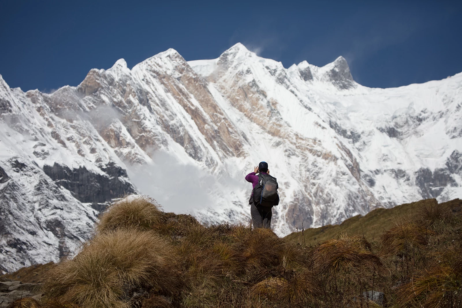  Capturing Annapurna south Picture in the mobile. 