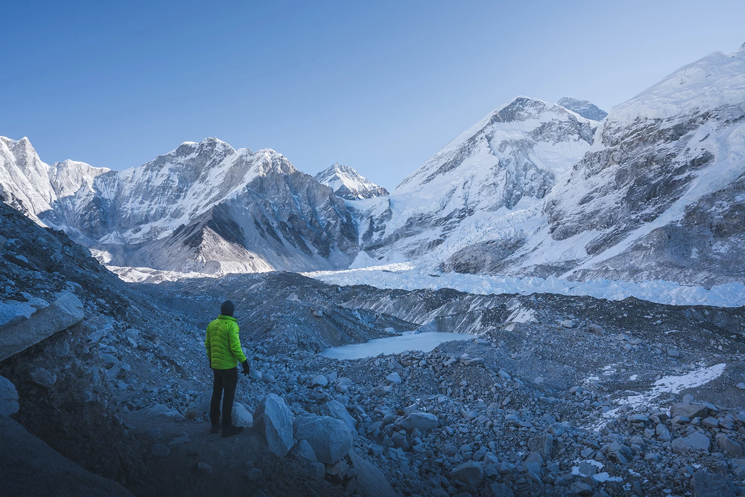  Stand in front of Mount Everest Range. 