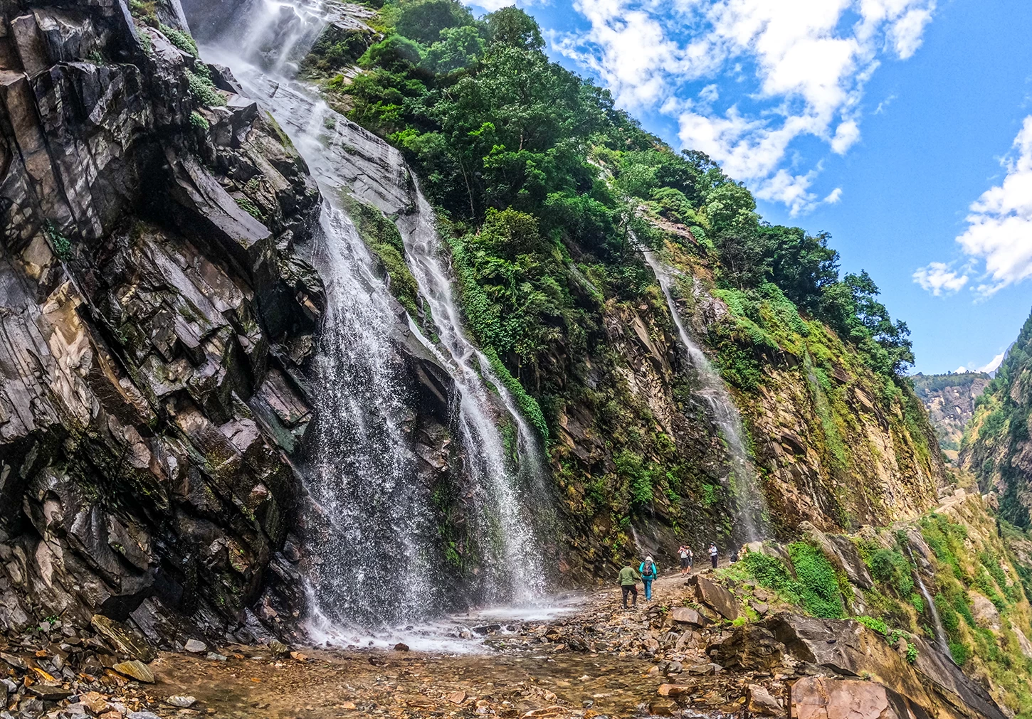  Waterfall on the Trail of Tsum Valley. 